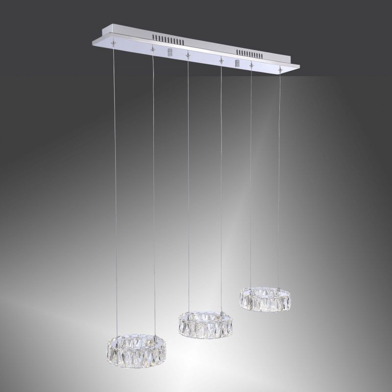 PAUL NEUHAUS | NEIL | PENDELLEUCHTE MIT DREI KRISTALLEN ALS LEUCHTKÖRPER | LEUCHTEN LUKASSEN LICHTDESIGN